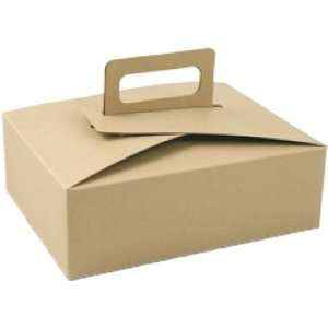  100 Natural Kraft Deli Boxes, with Handle, 9x7x3 