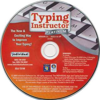 TYPING INSTRUCTOR PLATINUM 21   Keyboard   Windows XP, Vista & 7   NEW 