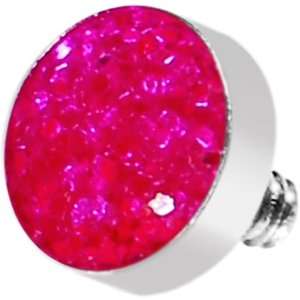  Pink Glitter Dome Dermal Top Jewelry