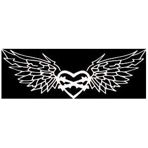  HRT (HRT) 8 white vinyl decal winged winges design heart 
