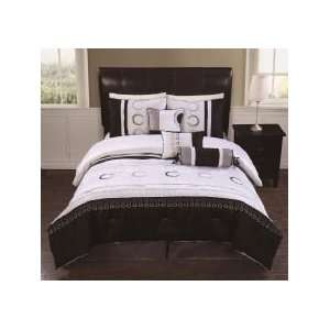 Anastacia Black & White Queen Size 7 Piece Bedding Set 