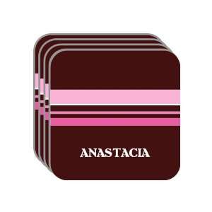 Personal Name Gift   ANASTACIA Set of 4 Mini Mousepad Coasters (pink 
