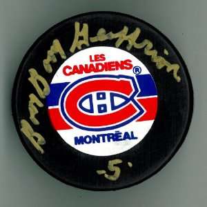  Bernie Boom Boom Geoffrion Autographed Canadiens Puck 