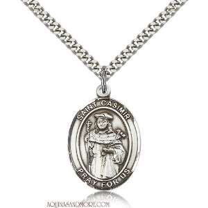  St. Casimir of Poland Large Sterling Silver Medal Jewelry