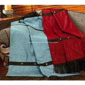  Cheyenne Red Faux Tooled Leather Throw