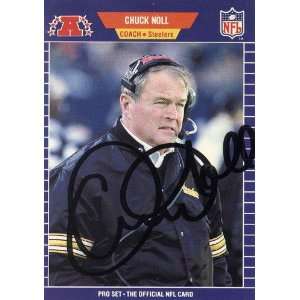 Chuck Noll Autographed 1989 NFL Pro Set Card #355   Pittsburgh 