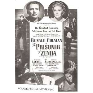 The Prisoner of Zenda Original 1937 David O. Selznick Movie Ad with 
