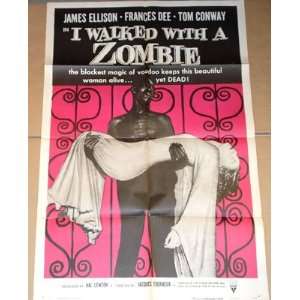  Rare I WALKED WITH A ZOMBIE MOVIE POSTER 1956 FRANCES DEE 