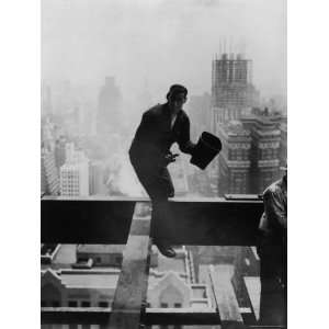  Catcher Astraddle Beams During Skyscraper Construction 