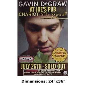 GAVIN DEGRAW AT JOES PUB CHARIOT STRIPPED POSTER 24x36