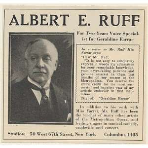 1923 Albert E Ruff Voice Teacher for Geraldine Farrar Photo Booking 