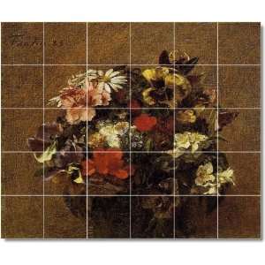 Henri Fantin Latour Flowers Custom Tile Mural 22  21.25x25.5 using 