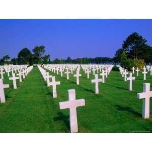 Rows of White Crosses at American Military Cemetery, Colleville Sur 