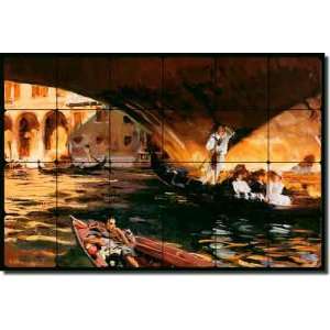 The Rialto by John Singer Sargent   Venice Canal Tumbled Marble Tile 