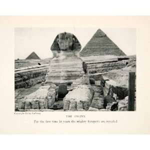  1928 Print Sphinx Pyramid Egypt Ancient Giza Khufu Lion 
