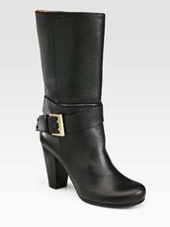 Chloe   Leather Motorcycle Buckle Boots