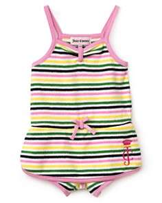   Girls Dyed Stripe Loop Terry Romper with Skort   Sizes 3 24 Months