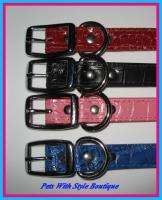 Bling Personalized Leather Dog Collar Croc M, L, XL  
