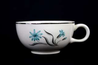 Vtg Mid Century Salem Turquoise Flower Platinum Cup/Mug  