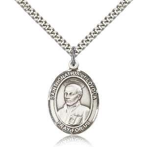 925 Sterling Silver St. Saint Ignatius of Loyola Medal Pendant 1 x 3 