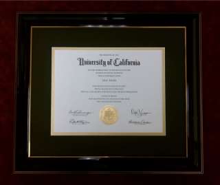 DIPLOMA Certificate GLOSSY BLACK Frame DOUBLE Matted 75  