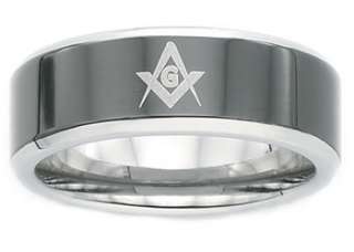   8mm Stainless Steel Masonic Freemason Mason Blue Lodge Ring  