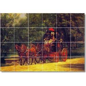 Thomas Eakins Horses Shower Tile Mural 24  32x48 using (24) 8x8 tiles