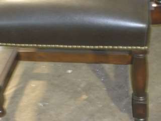 Thomasville Furniture X Back Leather Seat Dining Chairs Nailhead 