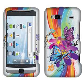 For T Mobile HTC Vision G2 Phone Rainbw Flower Butterfly 2D Accessory 