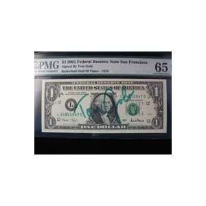  Signed Gola, Tom $1 2001 Federal Reserve Note San 