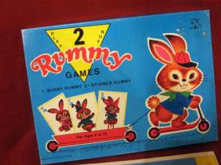 Vintage Play 2 Bunny Rummy Spinner Card Game Tee Pee Toys Complete 