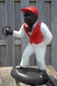 Black Jocko Jockey Boy Concrete Garden Lawn Statue  