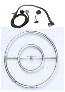   24 Stainless Steel Gas Burner Ring Fire Pit W 20lb LP Connection Kit