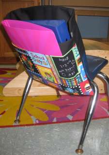 Chair Pocket Seat Desk Sack *SCHOOL DAYS COLOR* 2 POCKETS ORGANIZE FOR 