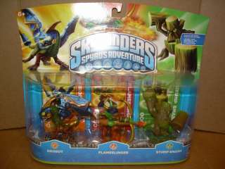 2011 Skylanders Spyros Adventure 3 Pack DROBOT FLAMESLINGER STUMP 