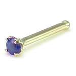 14kt Gold 1.5mm PRECIOUS STONE Nose Bone 20g  