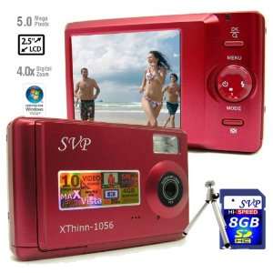  SVP DC1056 Red 5MP Slim Digital Camera with 4x Digital 