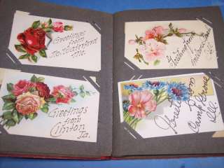 SI754 Circa 1905 Lot of 64 Greetings from With Album  