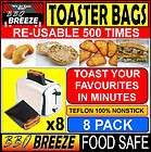 TOASTER BAGS 8 pack for Toaster Grill Sandwich or BBQ T