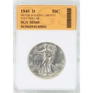   Silver Walking Liberty Half Dollar SGS Graded MS60 