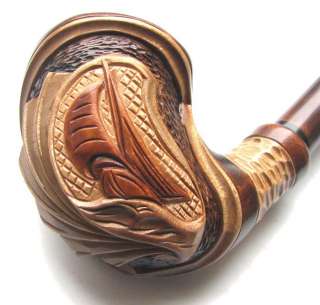 HAND CARVED Tobacco Smoking Pipe/Pipes SHIP Briar #4  