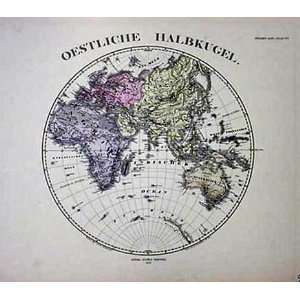   1876 Antique Map of Global Eastern Hemisphere