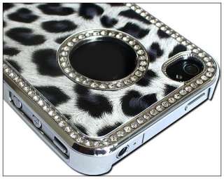   Rhinestone Leopard Hard Case Cover for iPhone 4 4S AT&T Verizon Gra