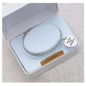   Silver Heart Bracelet with Engravable My First Holy Communion Charm