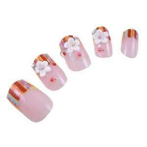    Glitter Flower Pre Glued 24 pieces Design False Nails Beauty