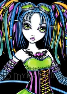 Rainbow Cyber Goth Hula Hoop Fairy OOAK ACEO Luxie CU  