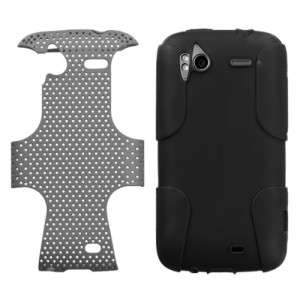 Grey MESH Hybrid Hard Silicone Rubber Gel Skin Case Cover for HTC 