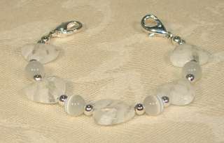 White Heart Beaded Medical ID Replacement Bracelet  