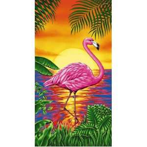  Flamingo Sun Terry Velour Beach/Bath Towel