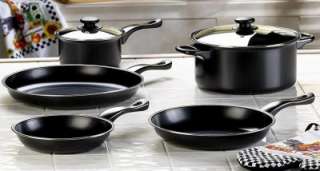   pc. pots and a Pan Graphite Black Nonstick Iron Cookware W/Lids  